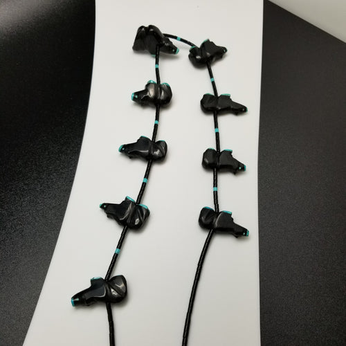 Nine Onyx Bear Fetish Necklace