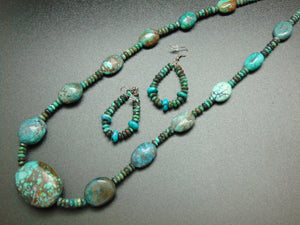 Green Turquoise Stone Necklace and Earrings