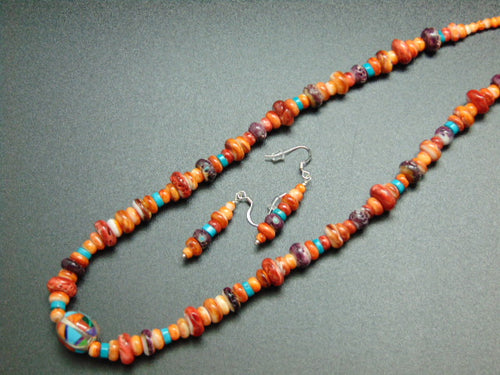 Spiny Oyster Necklace and Earrings