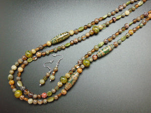 Carved Jade Necklace and Earrings
