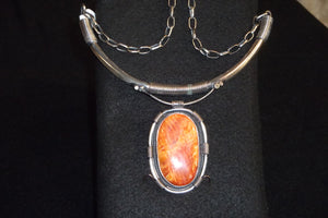 Sterling Silver w/Spiny Oyster Pendant Necklace