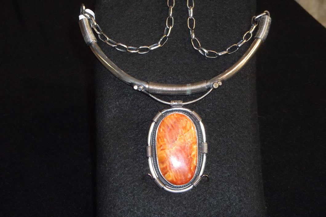 Sterling Silver w/Spiny Oyster Pendant Necklace
