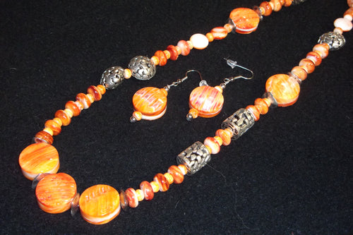 Spiny Oyster Necklace and Earrings