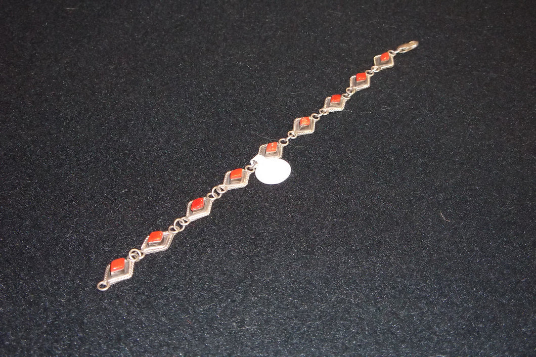 Sterling Silver Coral Chain Bracelet
