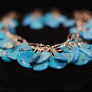 Blue Turquoise Teardrops Necklace with Earrings
