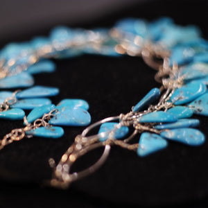 Blue Turquoise Teardrops Necklace with Earrings