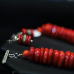 Red Coral & Turquoise Necklace with Earrings